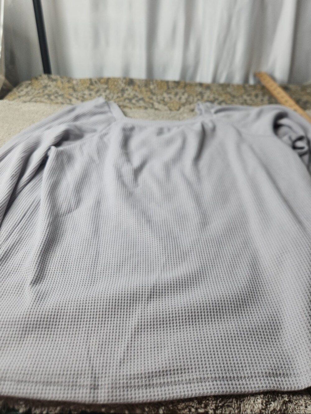 Light Gray Women’s Waffle Knit Long Sleeve Top - Unknown - S